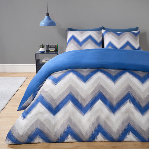 Chevron Blue Printed Bedsheet