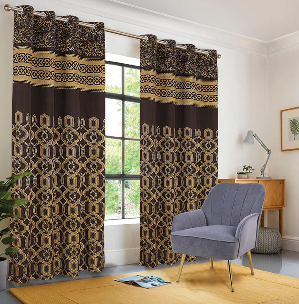 Brown printed curtains