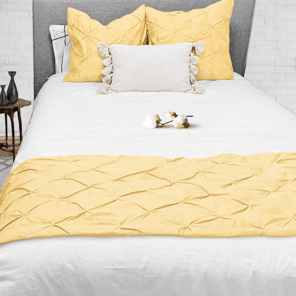 Bed Runner With Two Cushions (yellow) - myhomestore.com.pk