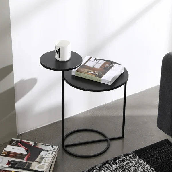 Modern Metal 2-Tiered Double Tray Side Table