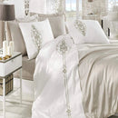 Beige & white Embroidery Duvet Set - myhomestore.com.pk