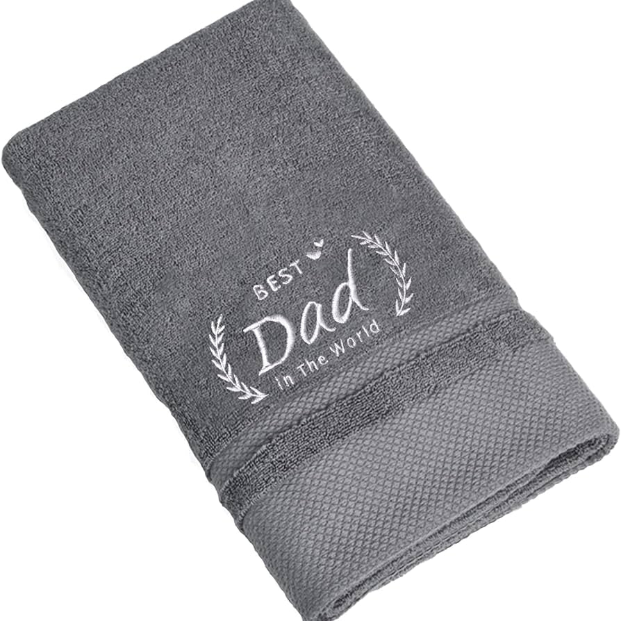 Best Dad Cotton Bath Towel Embroidered - myhomestore.com.pk
