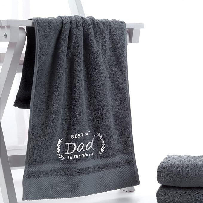 Best Dad Cotton Bath Towel Embroidered - myhomestore.com.pk