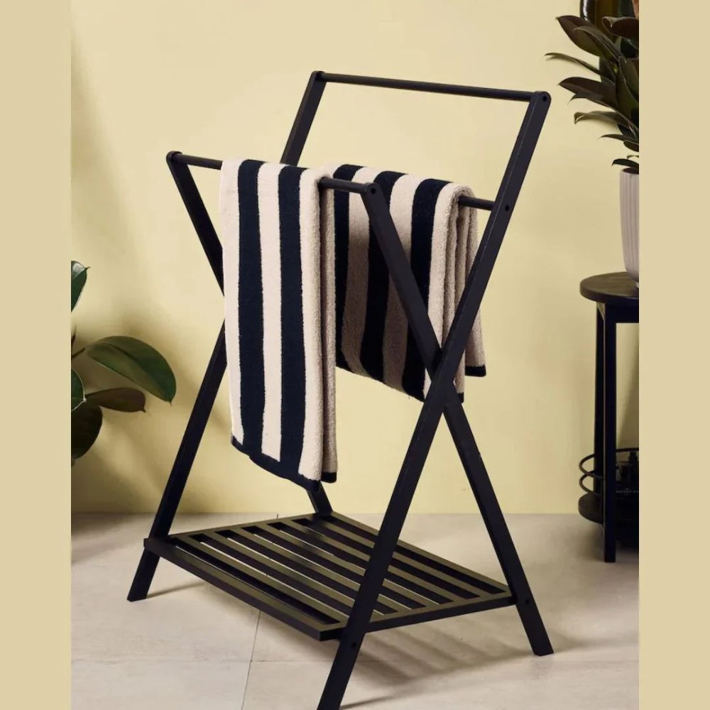 Black Folding Towel Rack - myhomestore.com.pk