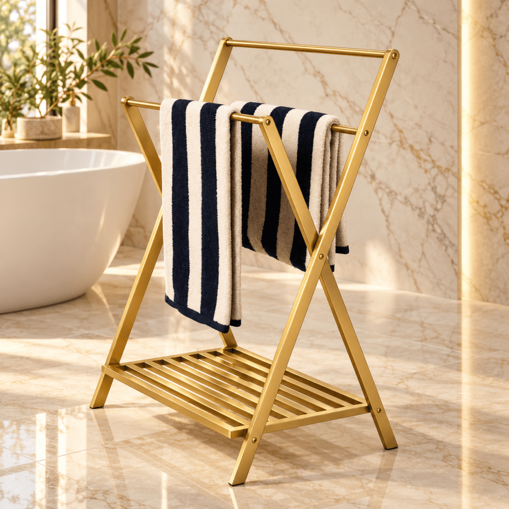 Black Folding Towel Rack - myhomestore.com.pk