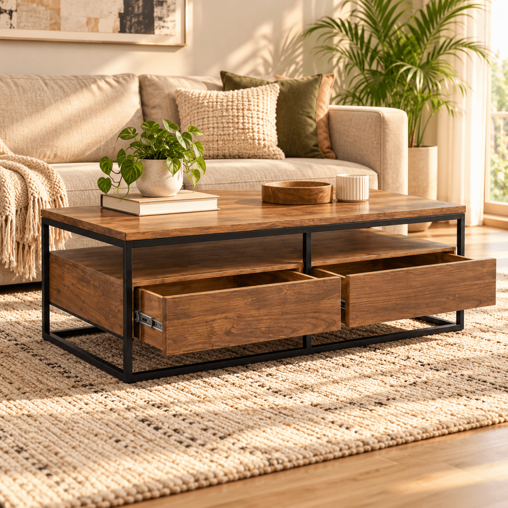 Black Metal and MDF Table - myhomestore.com.pk