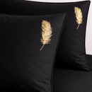 Black With Gold Feather Embroidered Bedding - myhomestore.com.pk