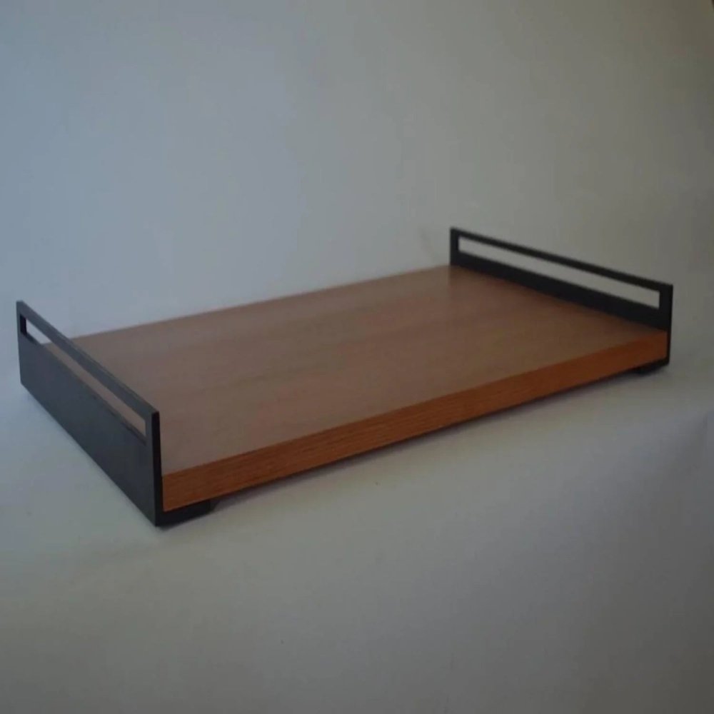 Blackened Metal and MDF Sheet Service Tray - myhomestore.com.pk
