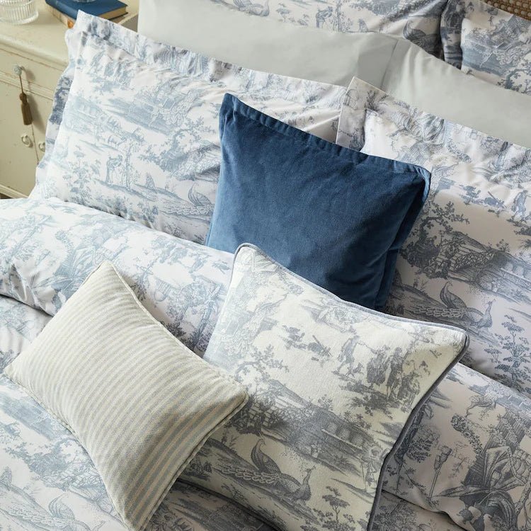 Blue Chambray Braysmith Toil Printed Duvet Set – Luxury Bedding - myhomestore.com.pk