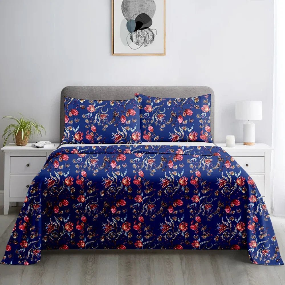 Blue Printed Bedding (satin) - myhomestore.com.pk