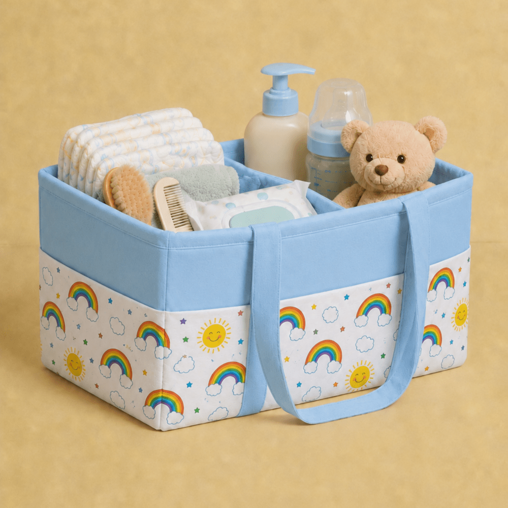 Blue Rainbow Dreams Diaper Caddy Bag - myhomestore.com.pk