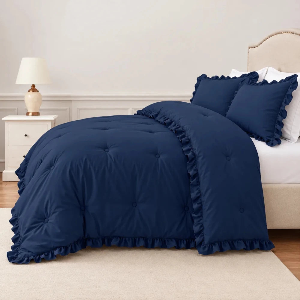 Blue Ruffle Comforter Set - myhomestore.com.pk