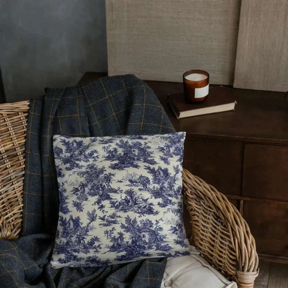 Blue Toile Cushion Cover - myhomestore.com.pk