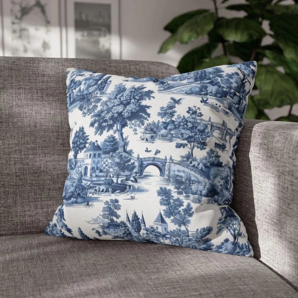 Blue & White Toile Decorative Cushion - myhomestore.com.pk