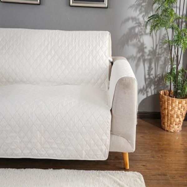 Quilted Sofa Cover ( White )