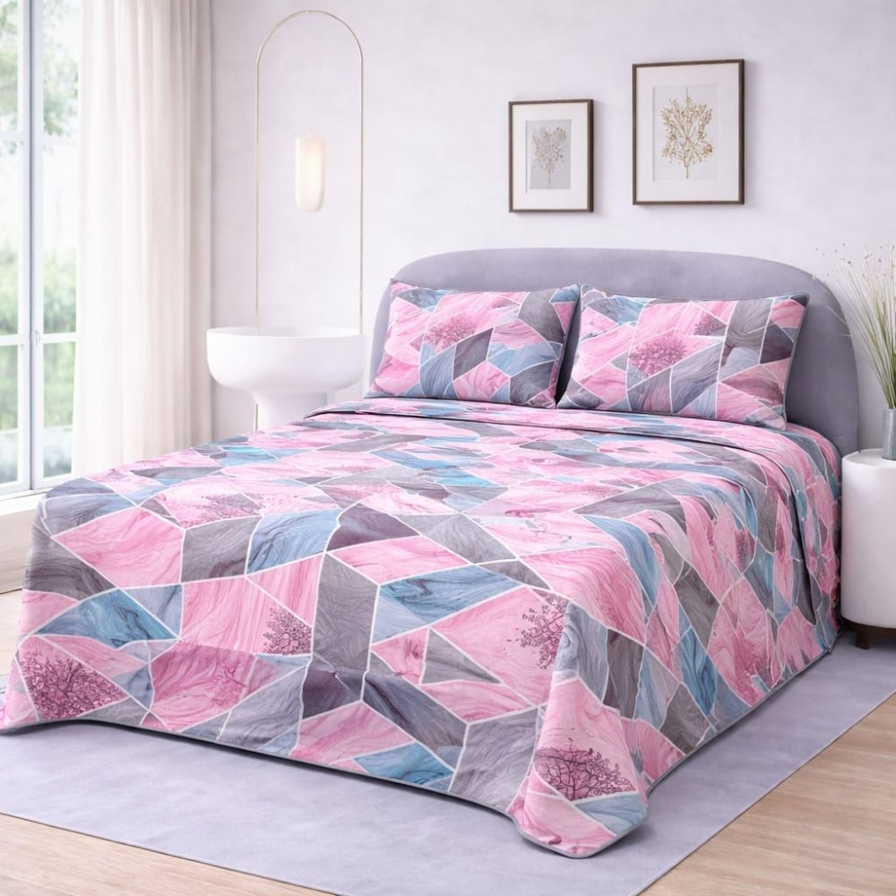 Blush Harmony Printed Bedsheet – King Size Bedding - myhomestore.com.pk