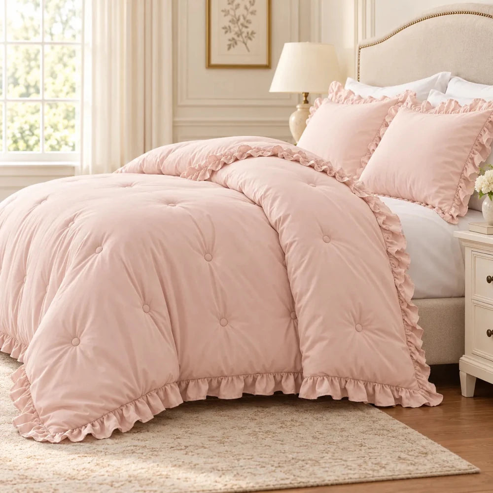 Blush Ruffle Comforter Set - myhomestore.com.pk