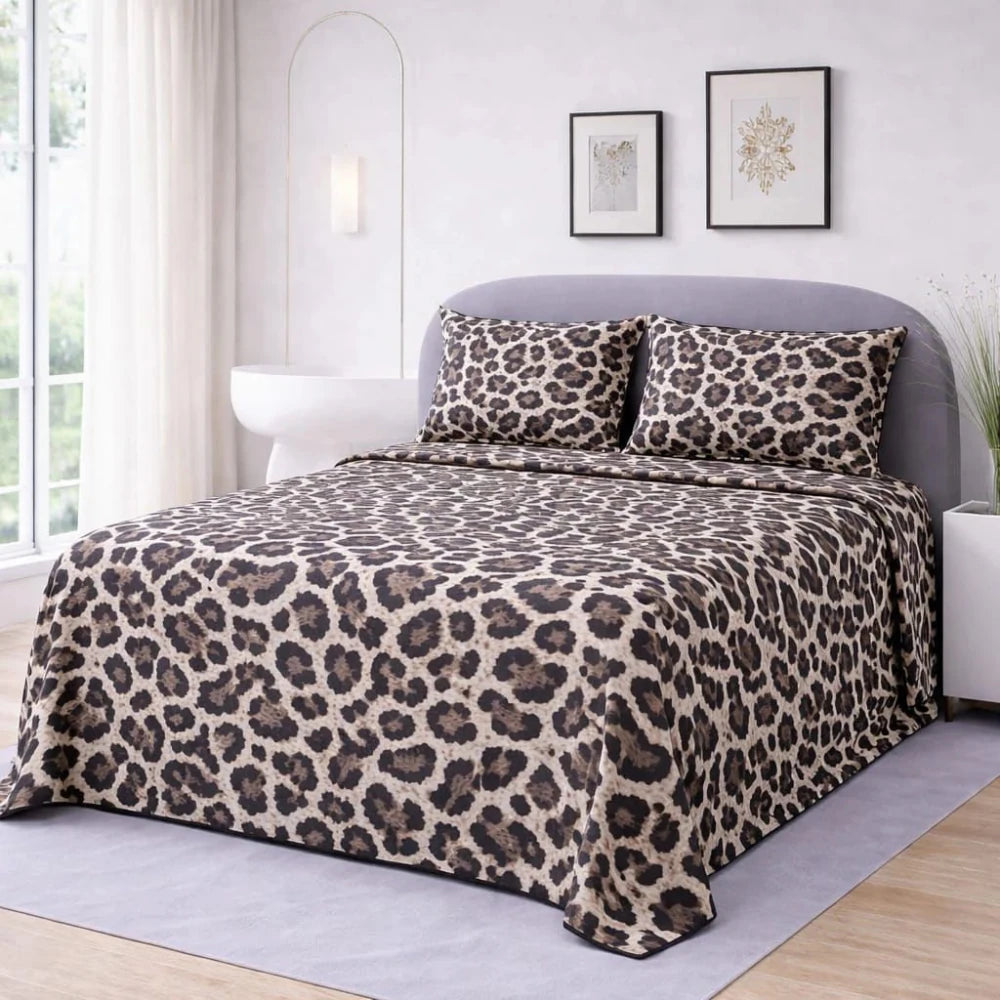 Bold Leopard Printed Bedsheet – King Size Bedding - myhomestore.com.pk