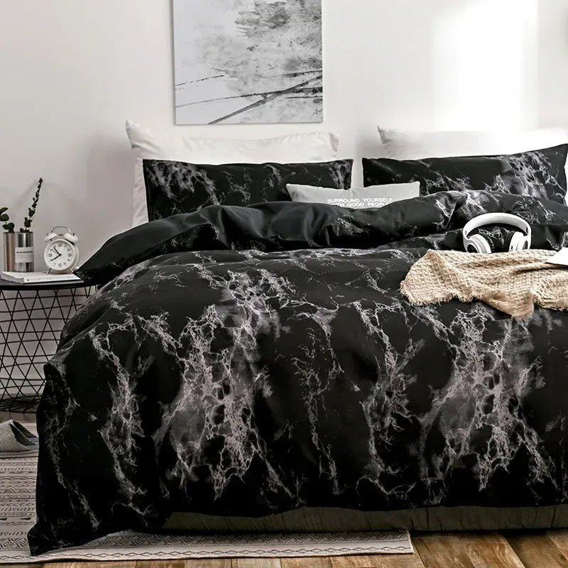 Breathable Marbled Pattern Digital Printed Duvet Set - myhomestore.com.pk