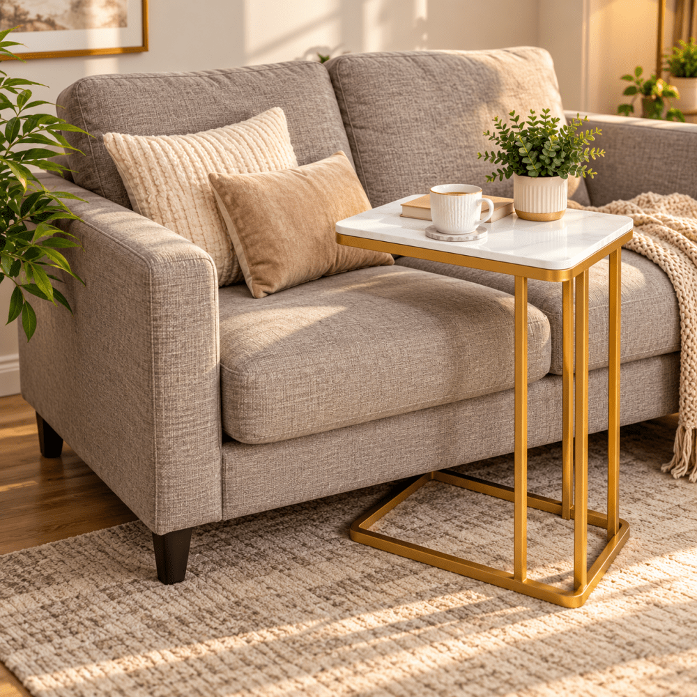 C Shape Golden End Table - myhomestore.com.pk