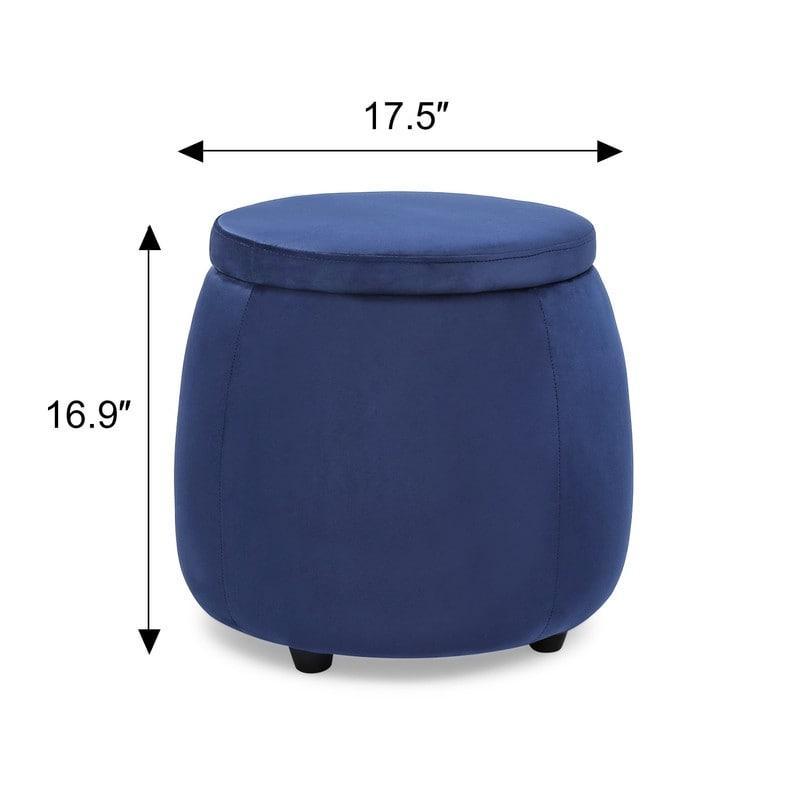 Velvet Round Storage Ottoman with Removable Lid, Footrest Stool