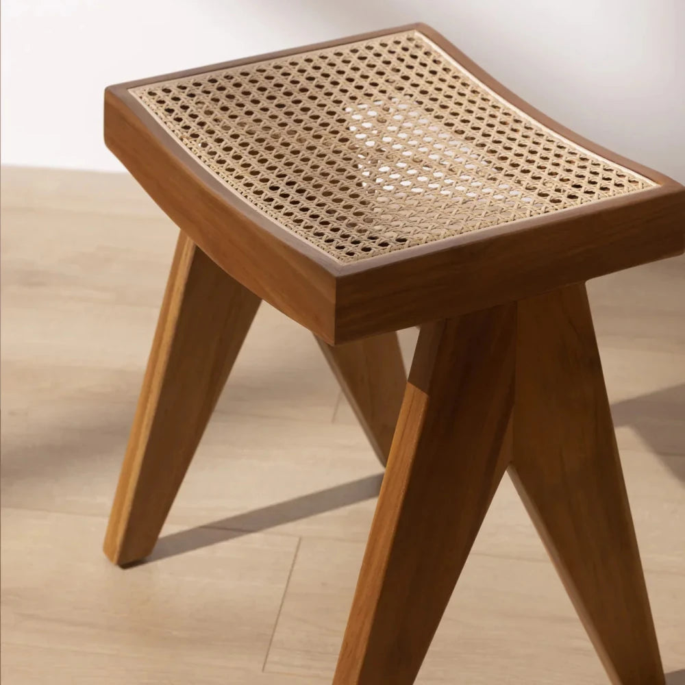 Cane Low Stool - Natural - myhomestore.com.pk