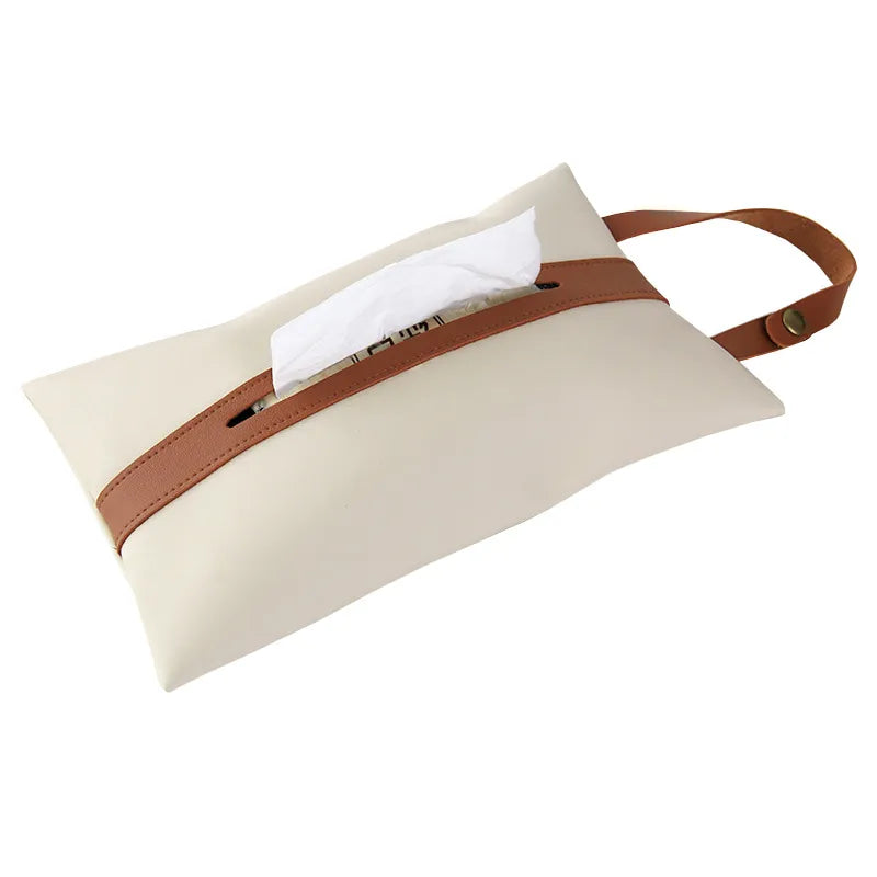 Car Mounted Leather Tissue Bag
