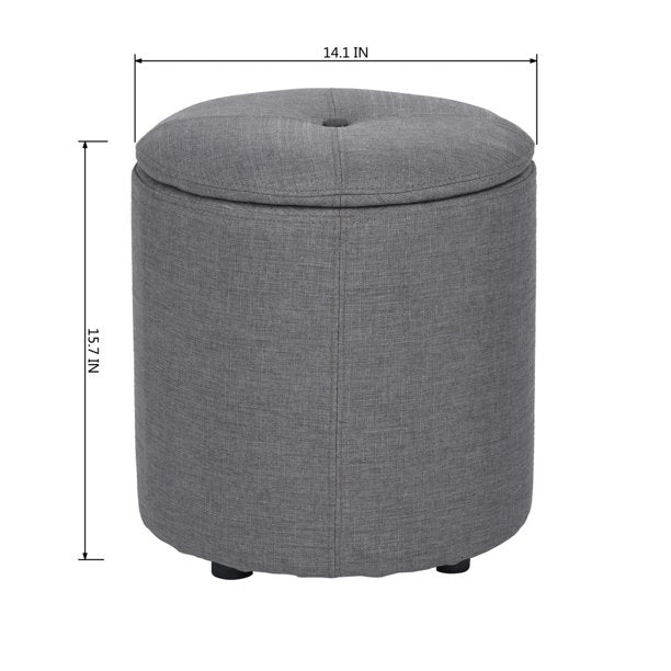Copper Grove Fabric Upholstery Cylindrical Storage Ottoman