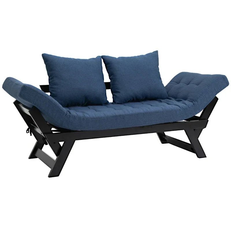 Chenille Flared Arm Sleeper - 3 Position Convertible Chaise Lounger Sofa Bed with 2 Large Pillows - myhomestore.com.pk
