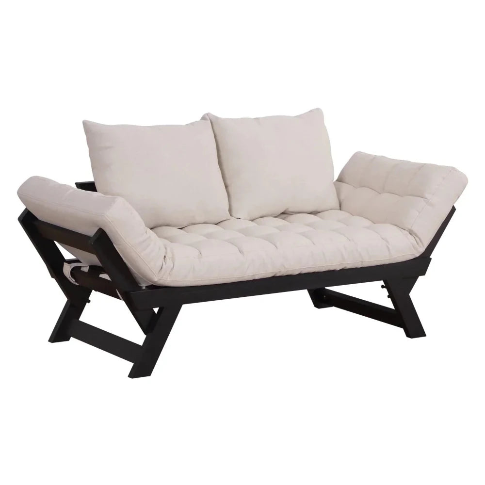 Chenille Flared Arm Sleeper - 3 Position Convertible Chaise Lounger Sofa Bed with 2 Large Pillows - myhomestore.com.pk