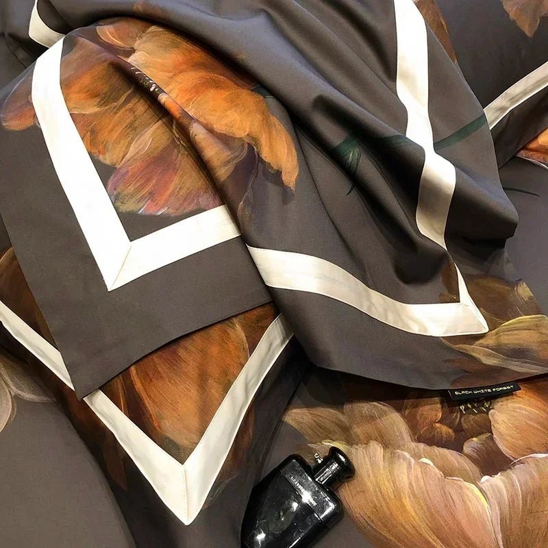 Classic Dark Floral Printed Bedding Set – Cozy & Sophisticated Style - myhomestore.com.pk