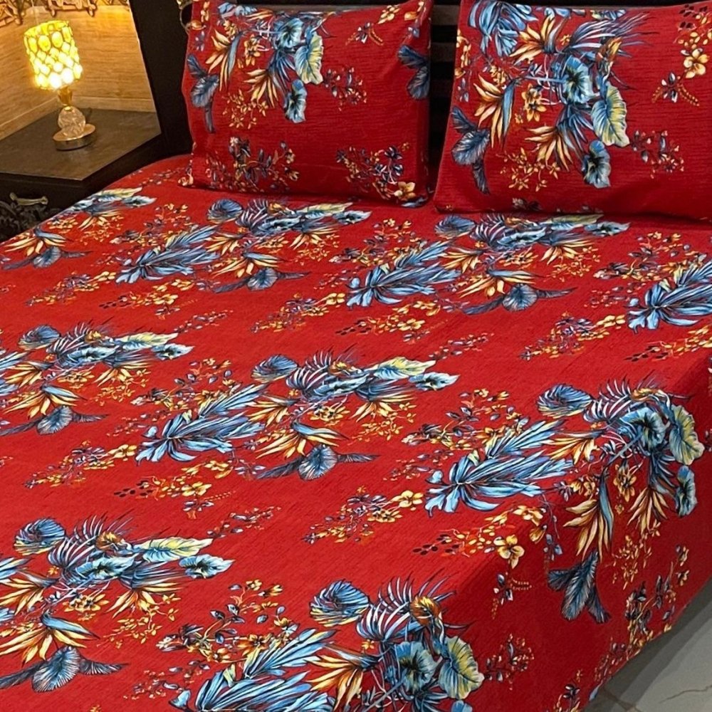 Classic Flower Design Double Bedsheet