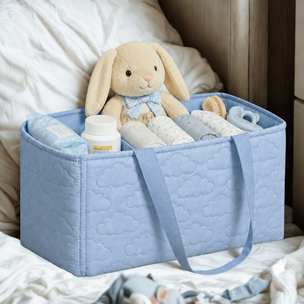 Cloud Quilted Diaper Caddy Bag | Baby Nursery Storage Organizer - myhomestore.com.pk