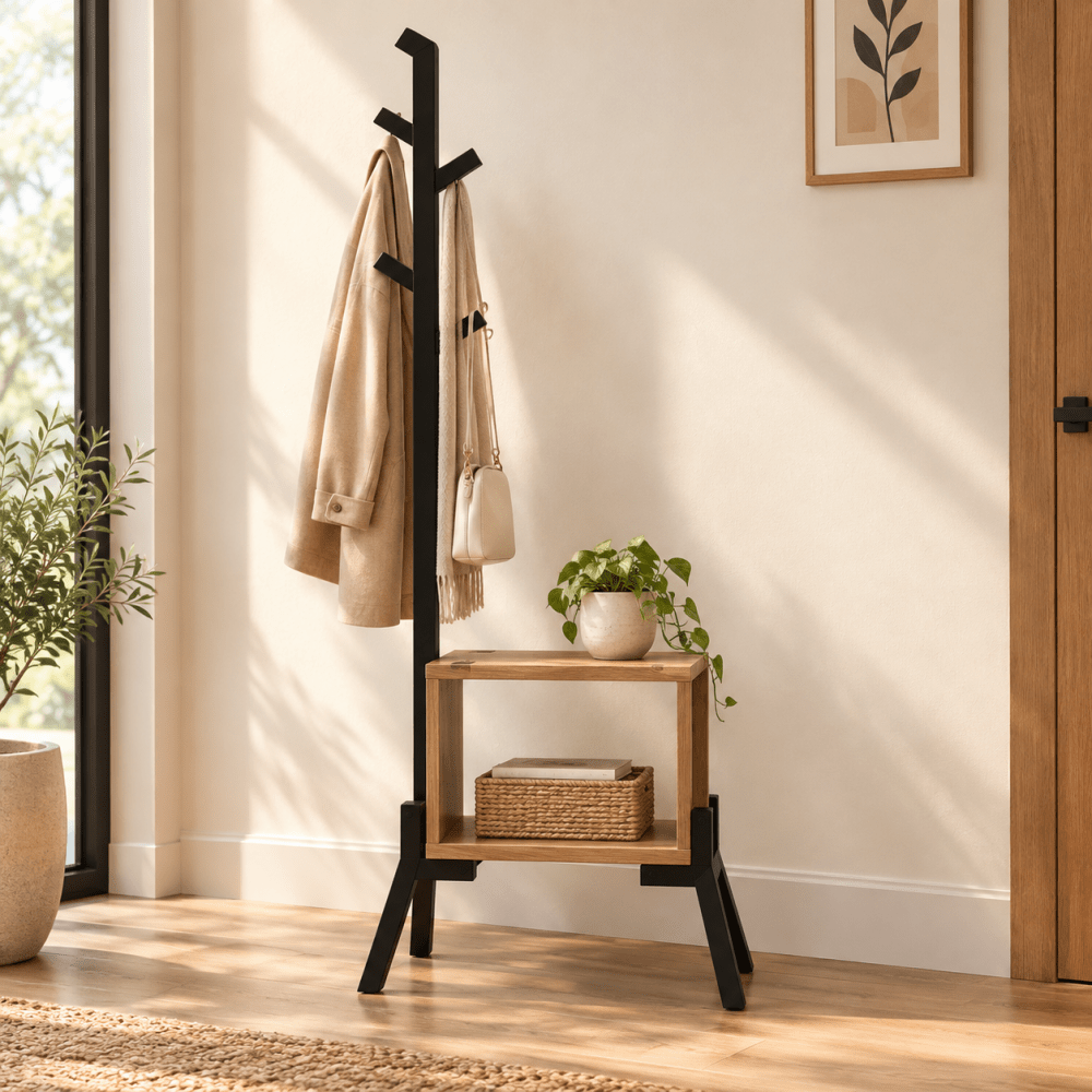 Coat Rack with Boxed Pedestal Hanger for Entryway - myhomestore.com.pk