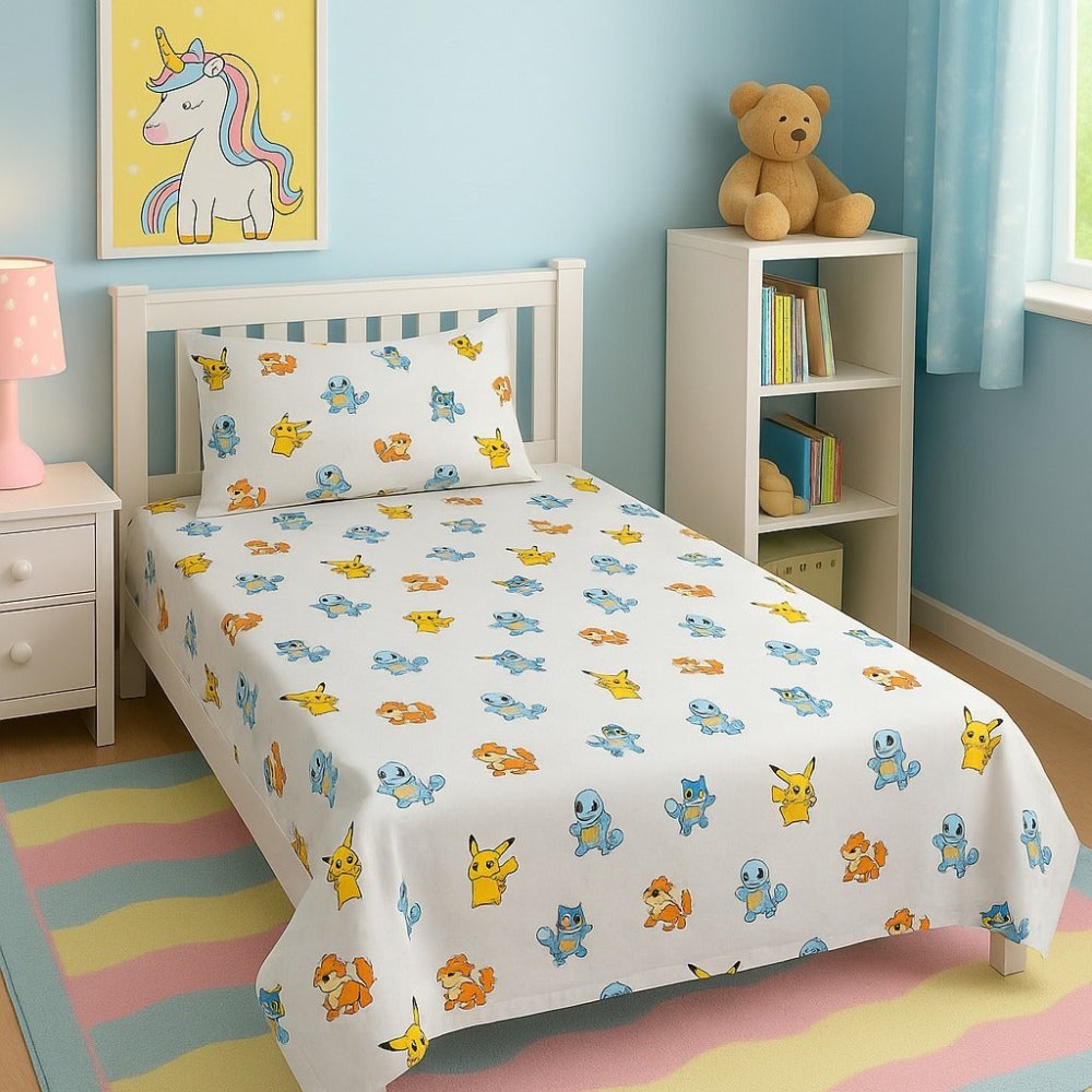 Colorful Pokemon Kids Bed-sheet