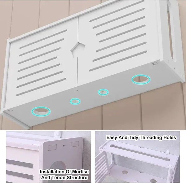 Constricted Router Wifi Double Door Wall Mounted Floating Bracket Shelve - myhomestore.com.pk