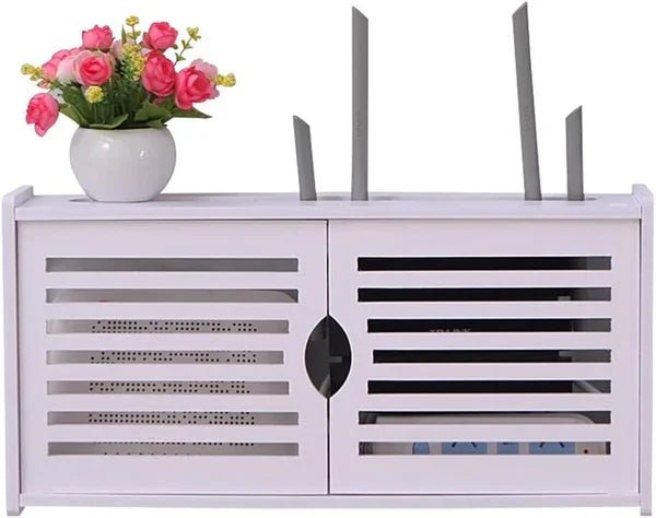 Constricted Router Wifi Double Door Wall Mounted Floating Bracket Shelve - myhomestore.com.pk