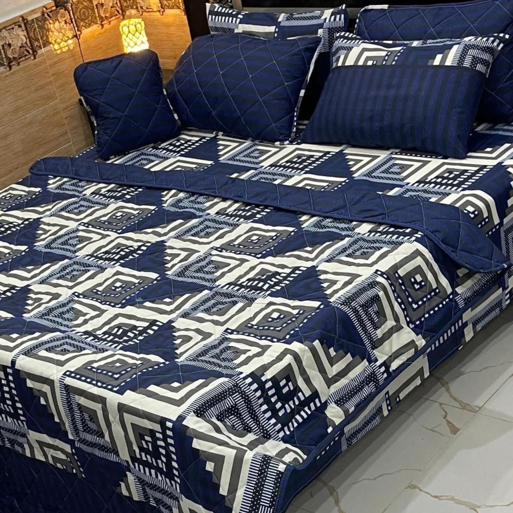 Contemporary Home Printed Bedspread Set – 7 Pcs - myhomestore.com.pk