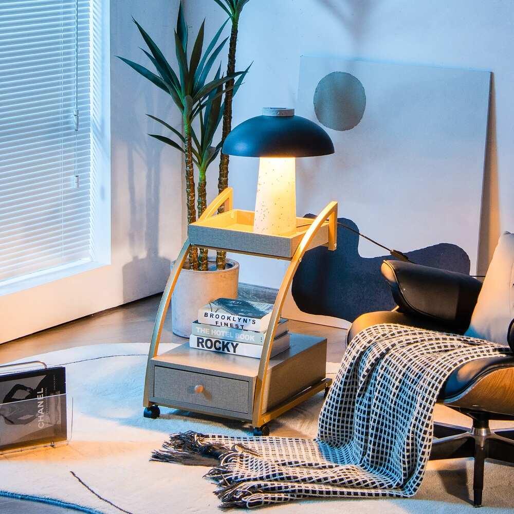 Costway Rolling End Table with Storage Drawer Tray - myhomestore.com.pk