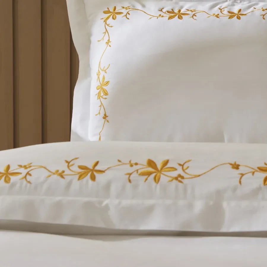 Cotton satin Bamboo Embroidery Duvet Set - myhomestore.com.pk