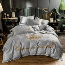 Cotton Satin Bed Linens Embroidery Duvet Set - myhomestore.com.pk