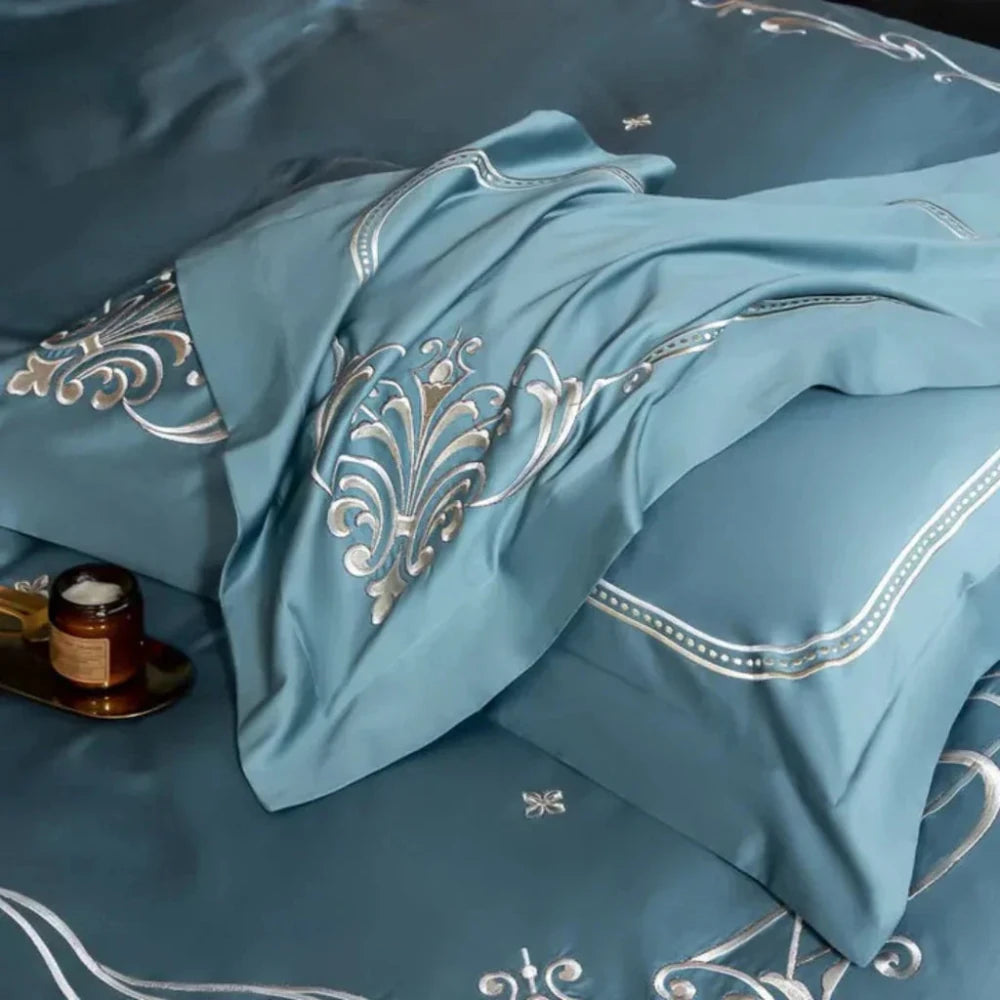 Cotton satin Embroidery duvet set - myhomestore.com.pk