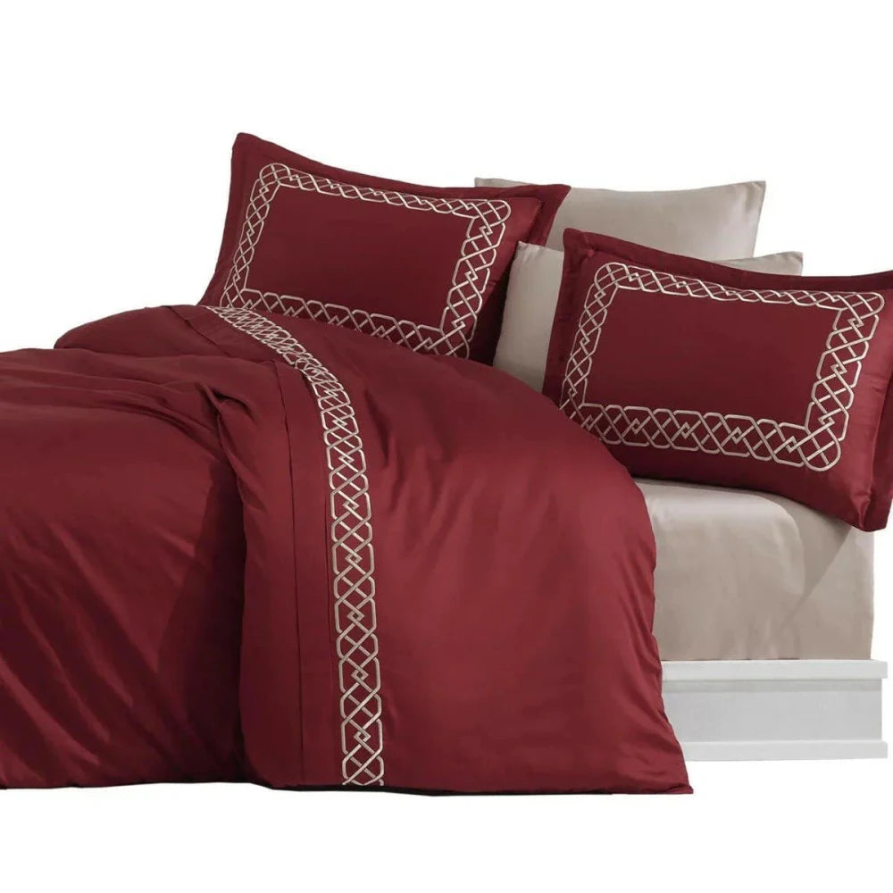Cotton Satin Embroidery Duvet Set - myhomestore.com.pk