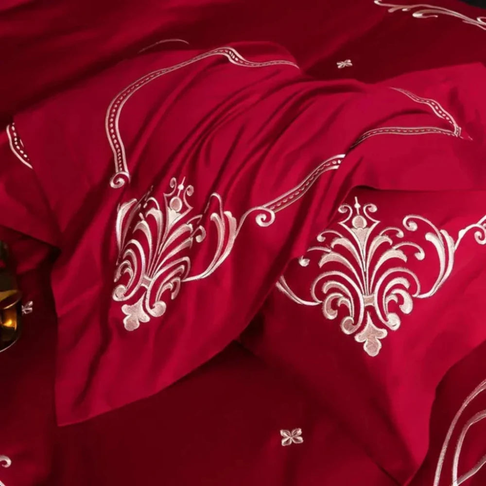Cotton satin Embroidery duvet set - myhomestore.com.pk