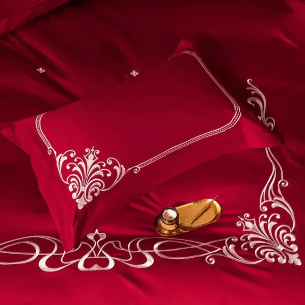 Cotton satin Embroidery duvet set - myhomestore.com.pk