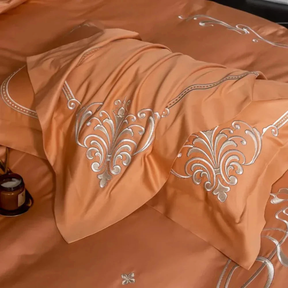 Cotton satin Embroidery duvet set - myhomestore.com.pk
