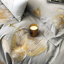 Cotton Satin Flower Embroidery Duvet Set - myhomestore.com.pk