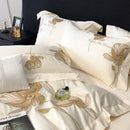 Cotton Satin Flower Embroidery Duvet Set - myhomestore.com.pk