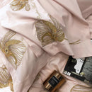 Cotton Satin Flower Embroidery Duvet Set - myhomestore.com.pk