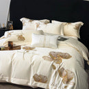 Cotton Satin Flower Embroidery Duvet Set - myhomestore.com.pk